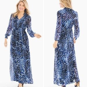 Chico's Blue Mosaic Maxi Dress Sheer